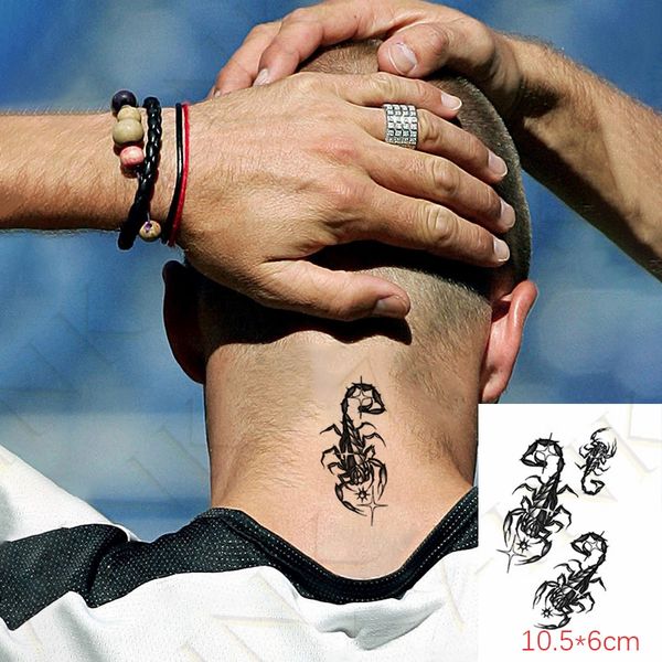 Tatuaje temporal a prueba de agua pegatina 3D escorpión pájaro pez Animal cara cuerpo arte pie brazo tatuaje falso Flash tatuaje para Mujeres Hombres