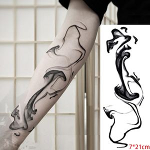 Tatuaje temporal a prueba de agua pegatina negro diseño abstracto agua china y tinta tatuaje falso Flash tatuaje arte corporal para Mujeres Hombres