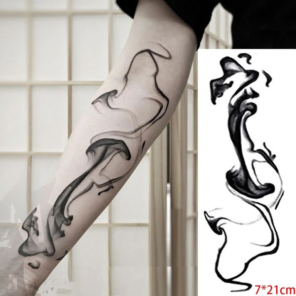 Pegatina de tatuaje temporal impermeable Diseño abstracto negro agua china y tinta Tatto Flash Flash Tatoo Body Body para mujeres 240408