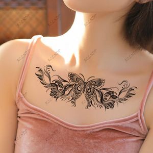 Autocollant de tatouage temporaire étanche papillon Sexy Phoenix plume bras dos poitrine Flash Tatoo faux Tatto pour femme hommes