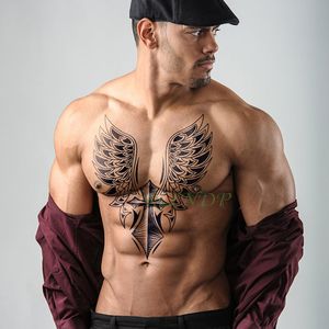 Waterdichte Tijdelijke Tattoo Sticker Cross Wing Angel hele rug tattoo grote tatto flash tatoo nep tatoeages voor vrouwen Mannen Meisje