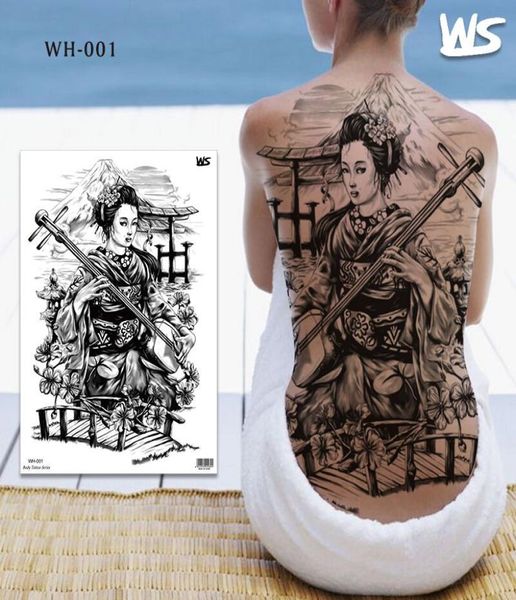 Tatuaje temporal a prueba de agua pegatina Cruz ala Ángel tatuaje de espalda entera tatuaje grande tatuaje flash tatuajes falsos para mujeres hombres chica 4777033
