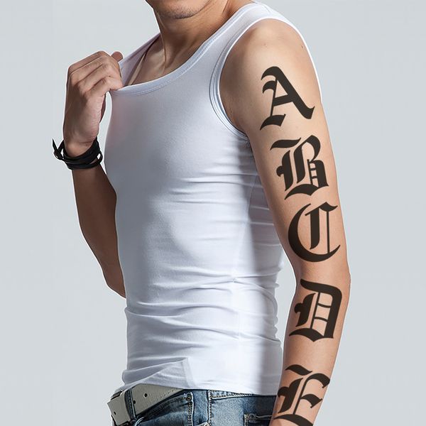 Tatuaje temporal a prueba de agua pegatina letra inglesa alfabeto A Z Flash tatuaje falso mano pierna cuerpo pequeño arte para hombres y mujeres