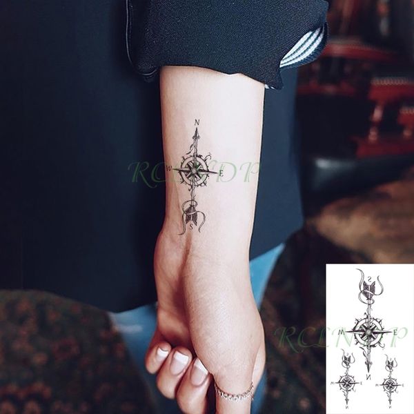 Autocollant de tatouage temporaire étanche plume flèche boussole élément faux Tatto Flash Tatoo petit Art corporel pour enfants hommes femmes