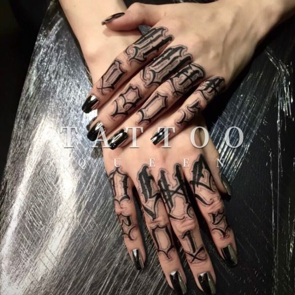 Tatuaje temporal a prueba de agua pegatina palabras góticas tatuaje para dedo tatuaje pegatinas flash tatuaje falso