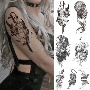 Waterdichte Tijdelijke Tattoo Sticker Japanse Prajña Draak Indiase Totem Donkere Tatoeages Body Art Arm Nep Mouw Tatoo Vrouwen Mannen