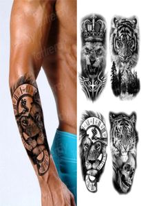 Waterdichte tijdelijke tattoo -sticker Lion King Crown Cross Tiger Patroon Fake Tatto Flash Tatoo Black Body Art For Kids Women Men 29478615