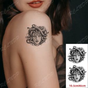 Autocollant de tatouage temporaire étanche méduse serpent cheveux Sexy fille Flash Tatoo faux Tatto bras main arrière jambe Art pour femmes hommes