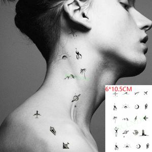 Waterdichte Tijdelijke Tattoo Sticker Maan Ster Berg Vliegtuig Vlam Body Art Flash Tatto Nep Tatoo voor Vrouwen Mannen