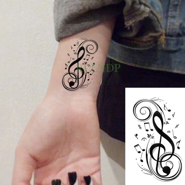 Autocollant de Tatouage temporaire étanche Note de musique tatouages Flash faux Tatoo Tatouage Tatto pour hommes femmes enfants