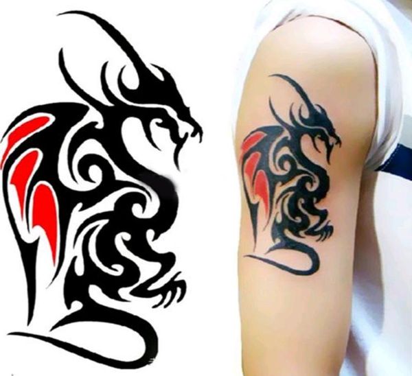 Autocollant de tatouage temporaire imperméable du corps 1056 cm Cool homme Dragon tatouage Totem transfert d'eau de haute qualité 8922360
