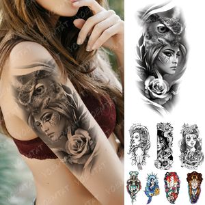 Waterdichte Tijdelijke Tattoo Sticker Old School Uil Rose Geit Flash Tattoos Anker Zeemeermin Body Art Arm Nep Tatoo Vrouwen Mannen