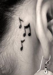 Waterdichte tijdelijke tattoo -sticker op oorvinger Muziek Noot Bird Stars Lijn Streak Henna Tatto Flash Tatoo Fake For Women 24292H9568371