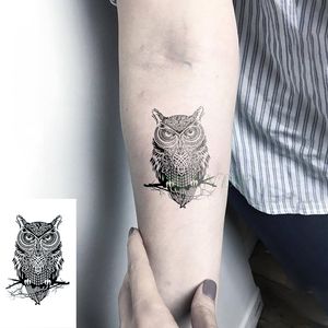 Autocollant de tatouage temporaire étanche hibou tatto oiseau animal tatoo flash éclipse faux tatouages pour hommes femmes
