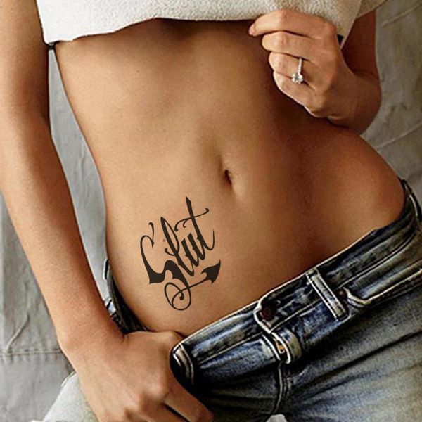 Autocollant de tatouage temporaire étanche sexy anglais lettre mots flèche mode motif Flash Tatoo faux Tatto pour femmes hommes