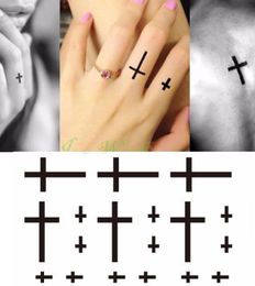 Pegatina temporal de tatuaje temporal impermeable Sol de cruz y luna en el tatuaje de tatuaje de oreja con el dedo tatuaje falso para niñas para hombres C18122864671