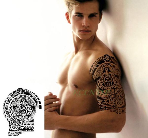 Etiqueta engomada del tatuaje temporal a prueba de agua Tótem tribal tatuaje falso flash tatoo temporaire Tatoos Body Art tatouage para hombres niña mujeres 1685963