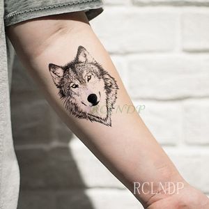 Waterdichte Tijdelijke Tattoo Sticker Wolf Wolven Hoofd Dier Nek Pols Voet Hand Flash Tatoo Nep Tatoeages voor Mannen Vrouwen Kinderen