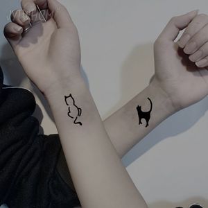 Autocollants de tatouage temporaires imperméables chat étoiles géométrique lune planète Alphabet tatouage Flash corps Art tatouages pour femmes et hommes