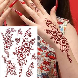 Waterdichte tijdelijke tatoeages voor vrouwen henna tattoo -stickers mehndi ontwerp nep handbeen mouw body art hena tatoo 240423