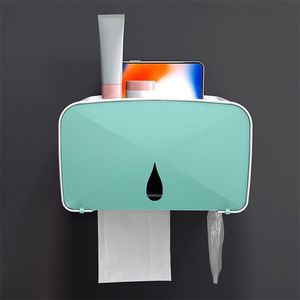 Porte-papier hygiénique étanche multi-fonction boîte de rangement mural mouchoir en plastique Portable 210423