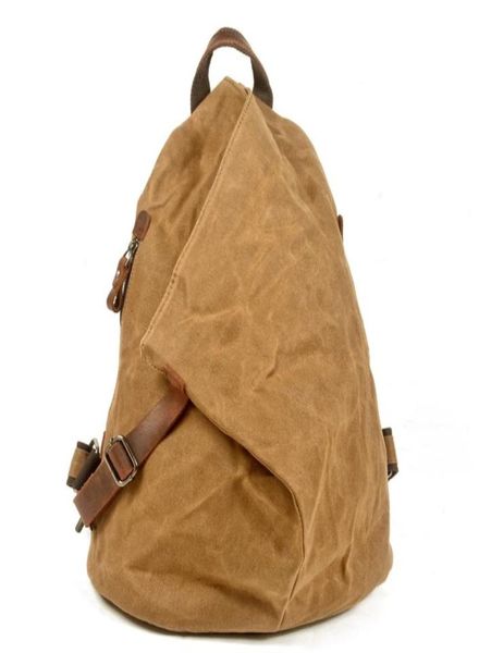 Sac en toile de cire d'huile d'outillage imperméable AMI kaki men039s sac à dos de voyage en plein air en cuir26169359778640