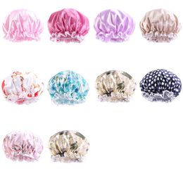 Chapeaux Turban imperméables bonnets de douche en Satin chapeau de bain réglable à nœud papillon pour femmes fille beauté casquettes de cheveux