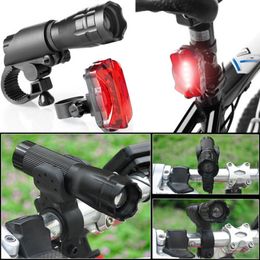 Waterdichte Ultra Heldere LED Fietsen Fietsverlichting Set Fiets Voorhoofd Licht + LED Achterveiligheid Waarschuwing Lamp Bike Tail Light Flashlight