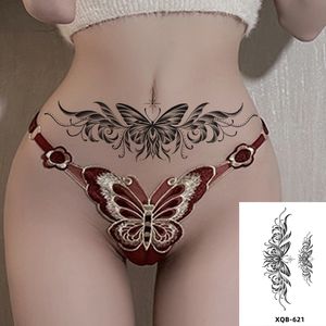 Tatouage taille étanche pour femmes papillons fille faux temporaire Sexy poitrine ventre femme tatouage autocollant couverture cicatrice corps Art 3D