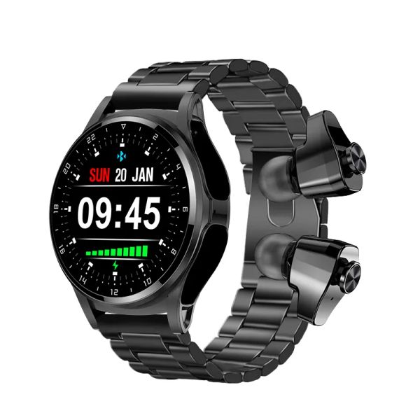 Impermeable Smartwatch Auriculares 2 en 1 Relojes Inteligentes Relojes inteligentes NFC Frecuencia cardíaca Presión arterial Oxígeno Bluetooth Llamada Ip67 Android OS Reloj digital MP3 Local