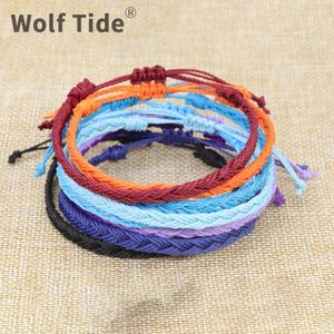 Pulsera bohemia tejida con hilo de cera resistente al agua, cuerda para surfista de playa, pulsera de la amistad de la suerte, ajustable para mujeres y niñas, joyería estética para niñas Vsco al por mayor