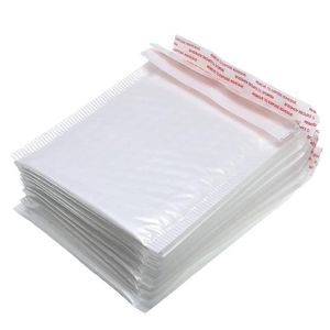 Bolsas de correo de sobres de burbujas de película de perla blanca impermeable, sobres, bolsa de correo acolchada, embalaje autosellante