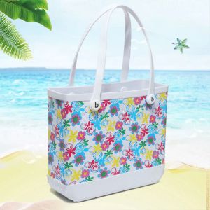 Mujer impermeable Eva Tote Bolsas de compras grandes Bolsas de playa lavables Bolsa de silicona Bogg Monedero Eco Jelly Candy Lady Bolsos DHL2024