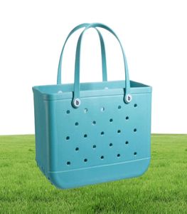 Mujer impermeable Eva Tote Grandes bolsas de canasta de compras Silicona lavable Silicona Bogg bolso Eco Jelly Candy Lady Bolsos1081332