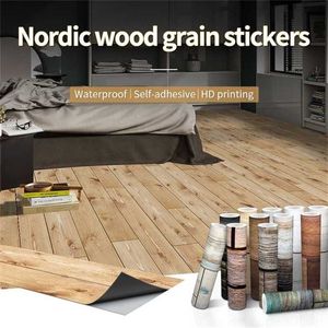 Waterdicht hout vinyl behang rol zelfklevende slaapkamer keukenkast meubels decor muursticker PVC hout graan film 211124