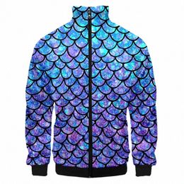 Vague colorée écailles de poisson 3D imprimé hommes sweats à capuche unisexe streetwear pull à fermeture éclair veste décontractée survêtements personnalisés e5wN #