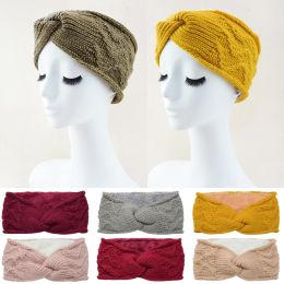 Bandeau tricoté en peluche ondulé croisé, accessoires pour cheveux, Crochet, chauffe-oreille, résistant au froid, couvre-chef, bandeau doublé polaire, bricolage