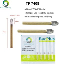 Wave Dental Burs Tungsten Carbide Burs Gold Ploated Trimming and Finishing 12 Bladed T -serie voor High Speed ​​Handpiece 5PCS/Pack