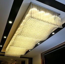 Wave Design Grote Moderne Crystal Kroonluchter Verlichting AC110V 220 V Luxe Hotel Lobby Cristal Kroonluchters Project Light LLFA