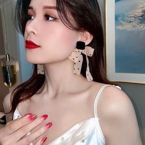 Wave Point Lint Bow Earring 925 Sterling Zilveren Stud Long Kwastje Doek Oorbellen Aanwezig voor Meisjes Dame 2021 Ins Temperament Simple Top Quality Personality