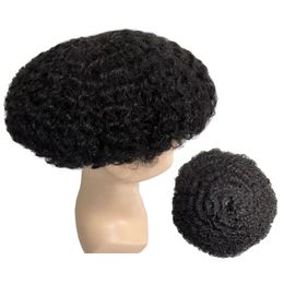 Wave Toupet 8*10 Inch Europese Virgin Menselijk Haar Stuk 8mm Afro Wave Toupet Full Lace Unit voor Zwarte Mannen