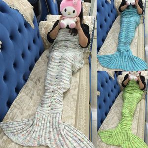 Golven Zeemeermin Dekens 180 * 90 cm Golven Vorm Mermaid Tail Deken Handgemaakte Haak Sofa Slaapzak Mermaid Slaapzakken Kerstcadeau