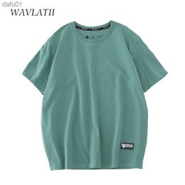 WAVLATII 2022 nuevas camisetas 100% de algodón para mujer, ropa de calle de gran tamaño a la moda verde para mujer, camisetas de manga corta para verano WT2201 L230520