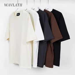 WAVLATII Camisetas de verano de gran tamaño para mujeres, hombres, marrón, informal, femenino, ropa de calle coreana, camisetas, unisex, básico, sólido, joven, fresco, tops 240325