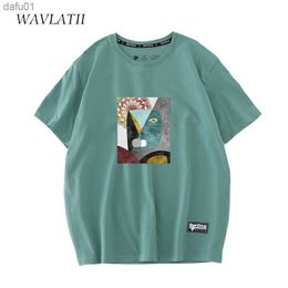 WAVLATII Vrouwen 100% Katoen Zomer T-shirts Vrouwelijke 210 g/m2 Groen Wit Korte Mouw Tees Lady Fashion Gedrukt Tops WT2221 L230520