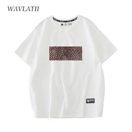 Wavlatii Women Leopardo Tamisas impresas Fashion White Fashion Streetwear 100% Algodón Negro Tops para el verano 240412