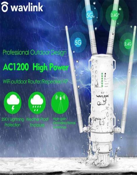 Wavlink AC1200 WiFi de alta potencia APRepetidor enrutador para exteriores con PoE y antenas Gain 24G5G amplificador extensor de rango wifi 2106078550986