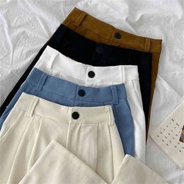 Wavsiyier Style coréen femme pantalon printemps Streetwear taille haute jambe large pantalon automne droite décontracté solide pantalon 210915