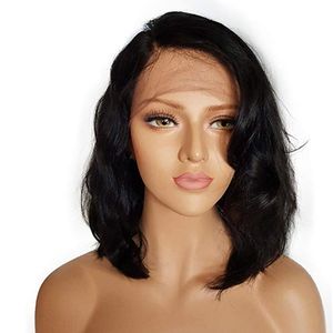 Golvend Bob 12 inch Full Lace Menselijk Haar Pruiken 150% Dichtheid Lijmloze Kant Braziliaanse Haar Bob Pruiken zijdeel