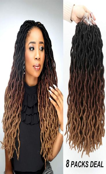 Wavy Gypsy Locs ombre Crochet Hair 18quot 8Packslot Goddess Locs Faux Locs African Roots Dreadlocs Synthetic Traiding Hair Exte8121932